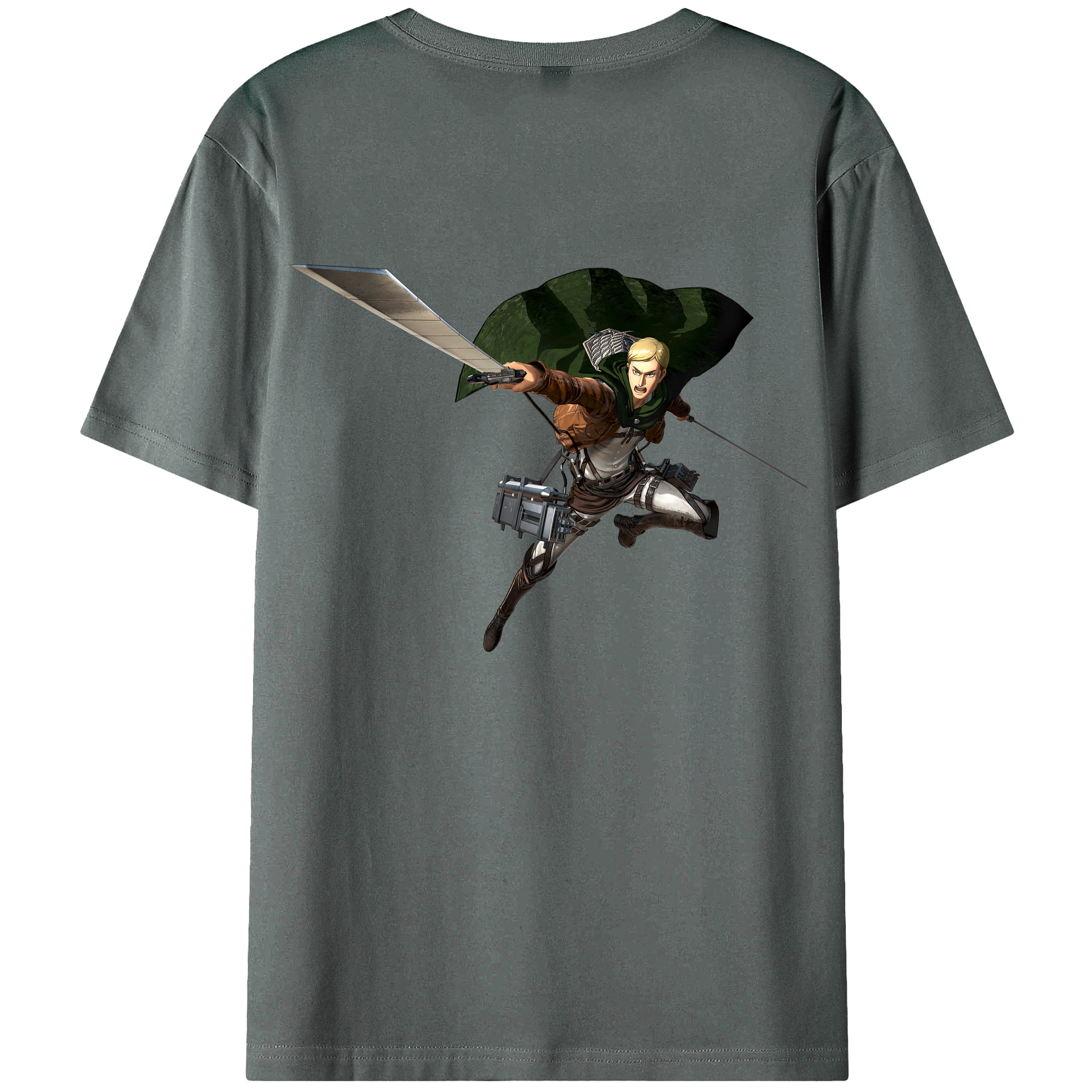 （画像用） 進撃の巨人 エルヴィン・スミス Attack on Titan Erwin Smith 綿100％半袖Tシャツ（背面プリント）